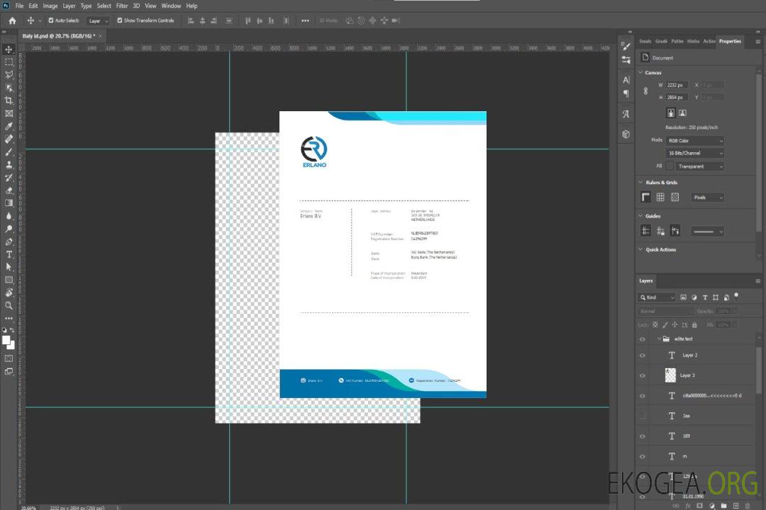 Facture de paiement de la société ERLANO B. V. Pays , Bas template